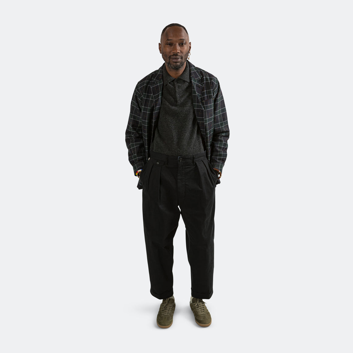 Beams Plus - 4 Button Jacket Wool PE - Navy Check - UP THERE