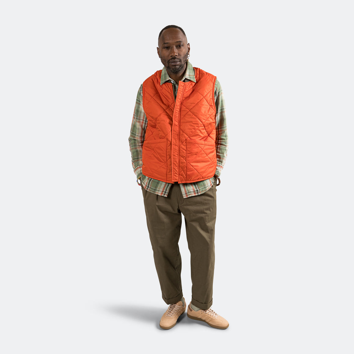 Reversible Duck Hunter Camo Puff Vest  - Olive Camo/Orange