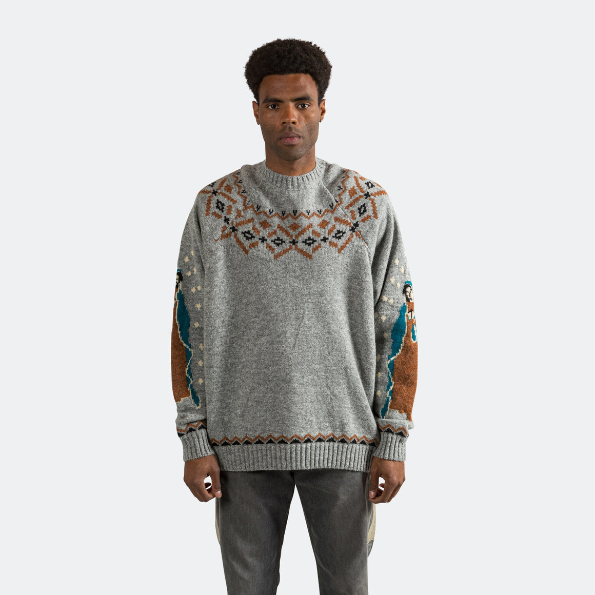 5G Wool Elbow VIRGIN MARY Nordic Sweater - Gray