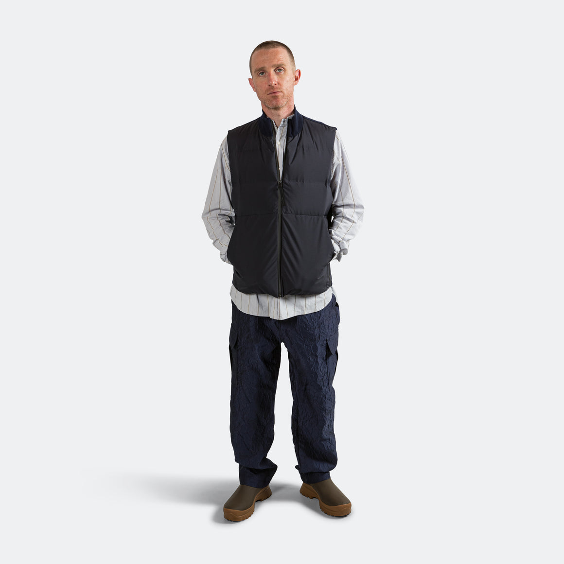 Norse Projects Arktisk - PERTEX® Shield Hybrid Knit Gilet - Dark Navy - UP THERE