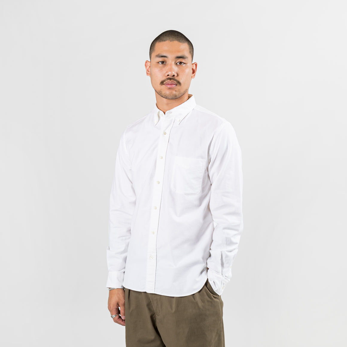 Beams Plus - B.D. Oxford - White - UP THERE