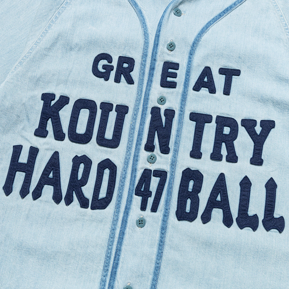 KAPITAL KOUNTRY 8OZ DENIM GREAT KOUNTRY BASEBALL SHIRT PRO