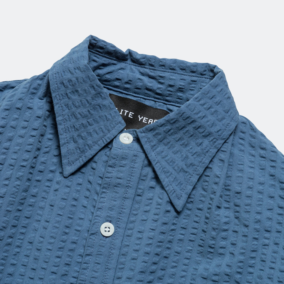 Lite Year Wide Seersucker Button Up Shirt - Washed Blue | Up There
