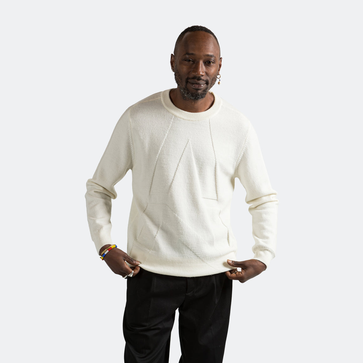 Norse Projects Arktisk - Hybrid Merino Monogram - Ecru - UP THERE