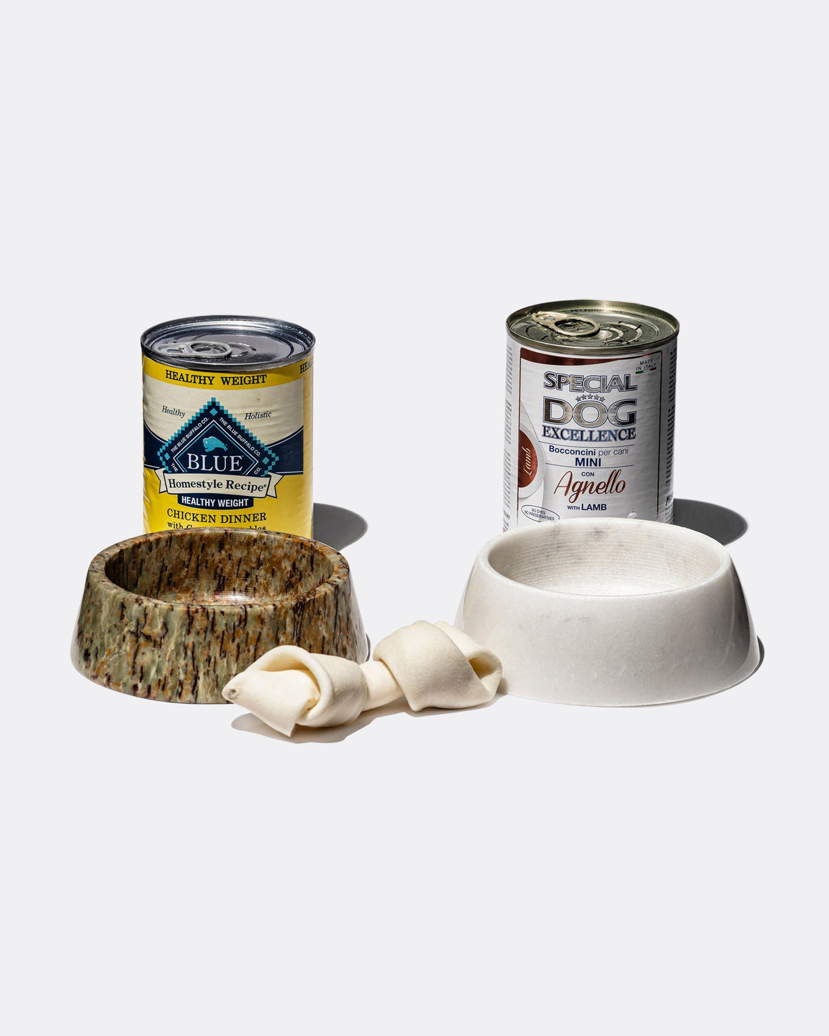 PUEBCO - Marble Pet Bowl - White - UP THERE