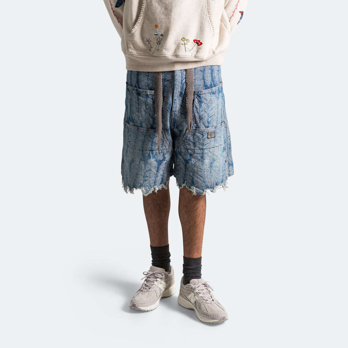 Kapital - 12oz MAGPIE Denim W-Knee EASY Shorts - Light - UP THERE