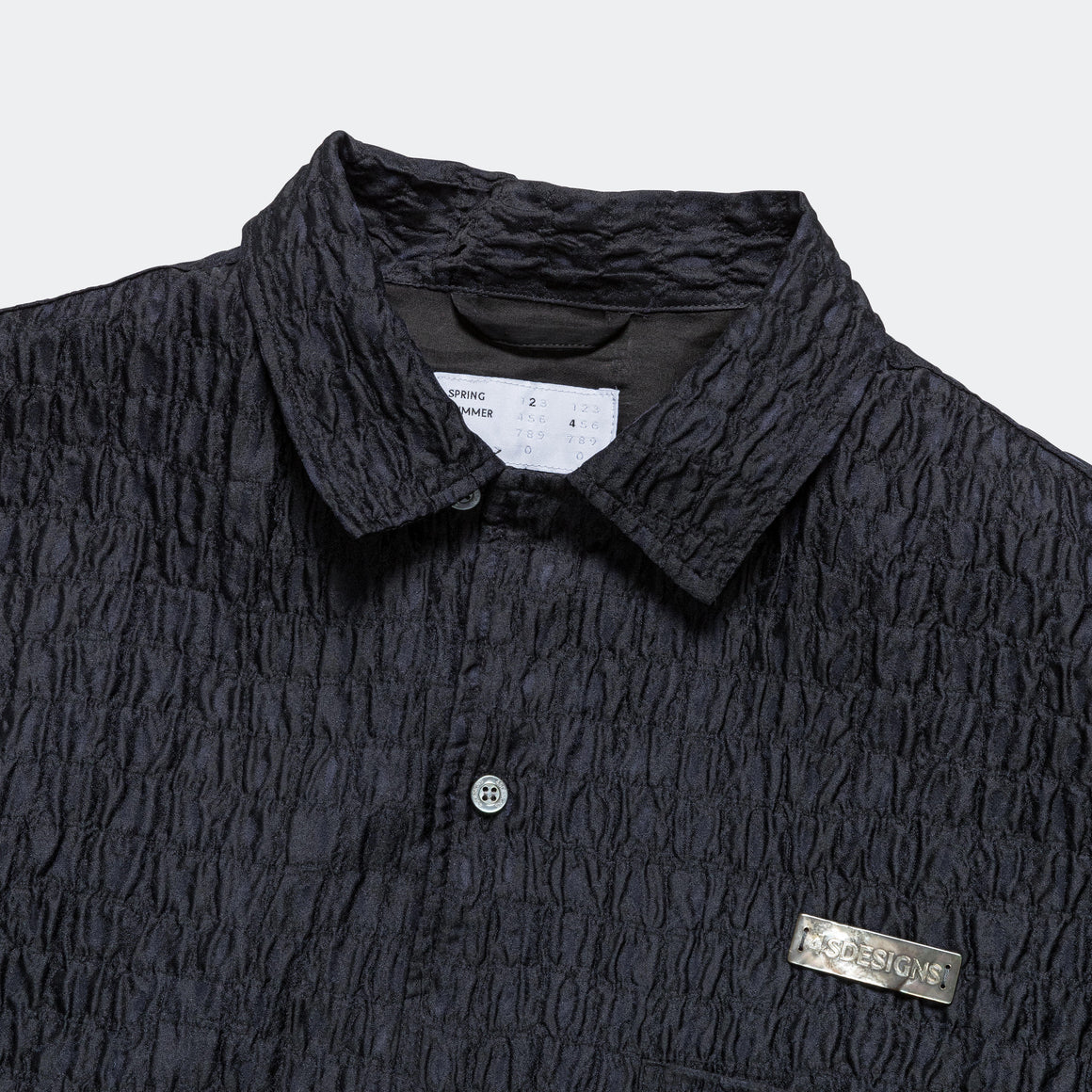 4SDesigns - Wide Camp Shirt - Navy Silk/Poly Croc Jacquard Navy - UP THERE