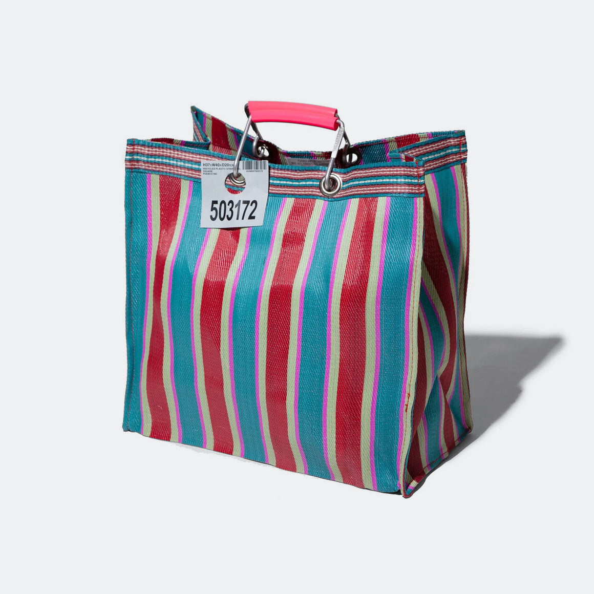 Recycled Plastic Stripe Bag Square Red/Blue UP THERE