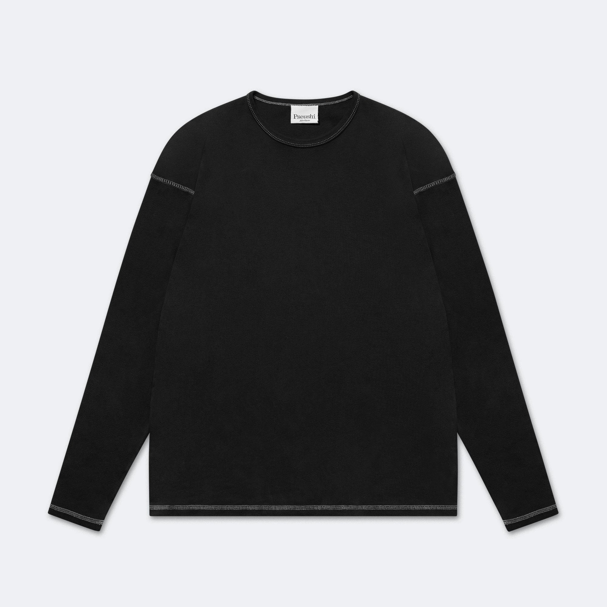 Heavy Rib Knit Long Sleeve Tee - Charcoal | UP THERE