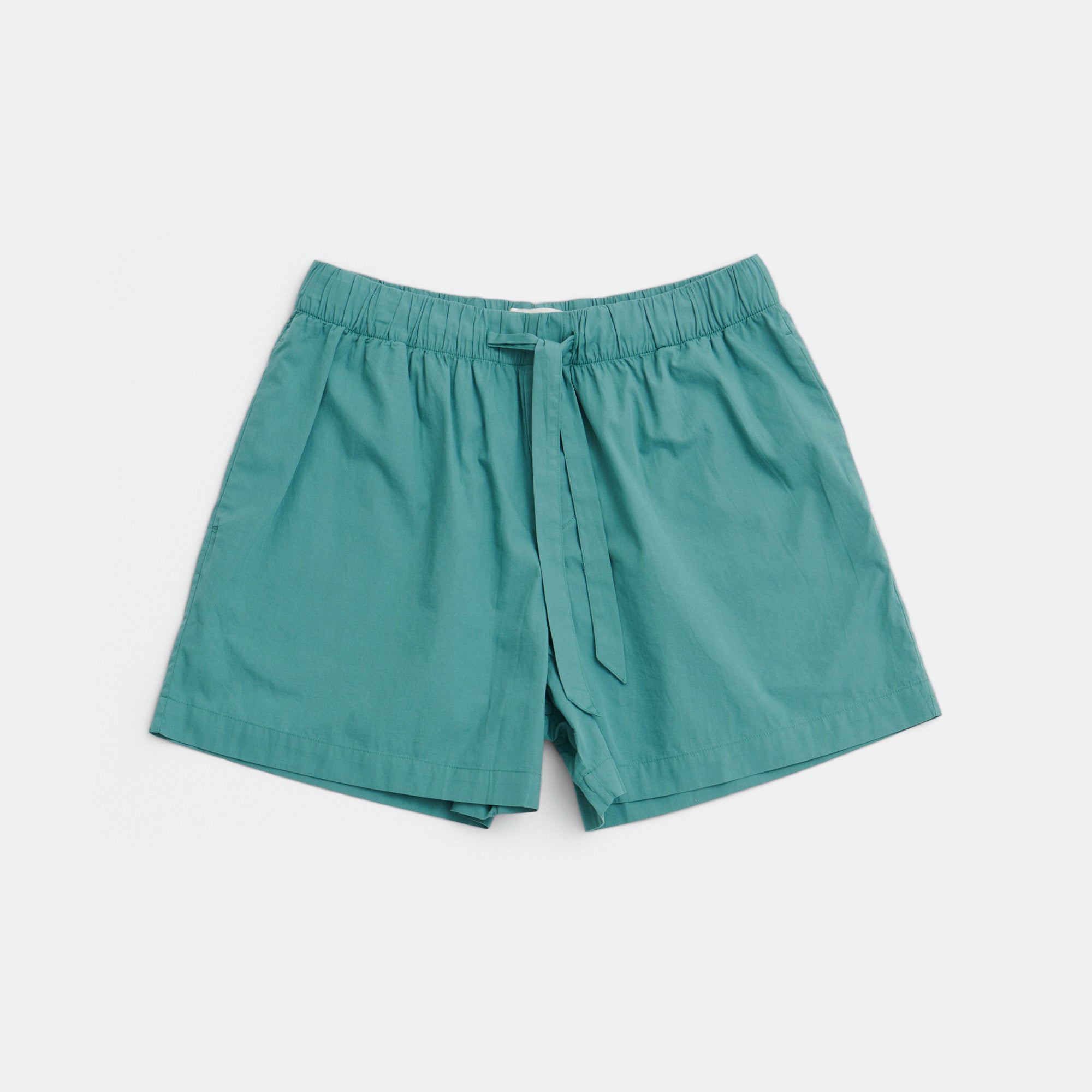 Tekla Pyjama Shorts - Vintage Green Cotton Poplin | UP THERE