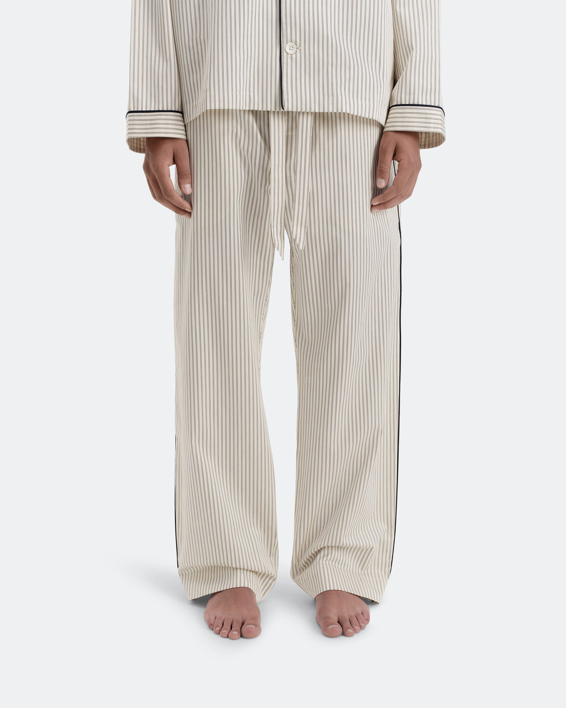Tekla - Sateen Pyjama Pant  - Brown Pin Stripes - UP THERE