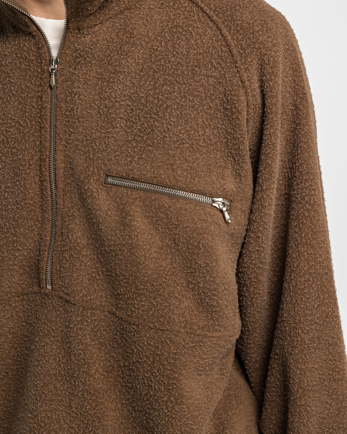 A.PRESSE - Vintage Silk Fleece Half Zip Jacket - Brown - UP THERE