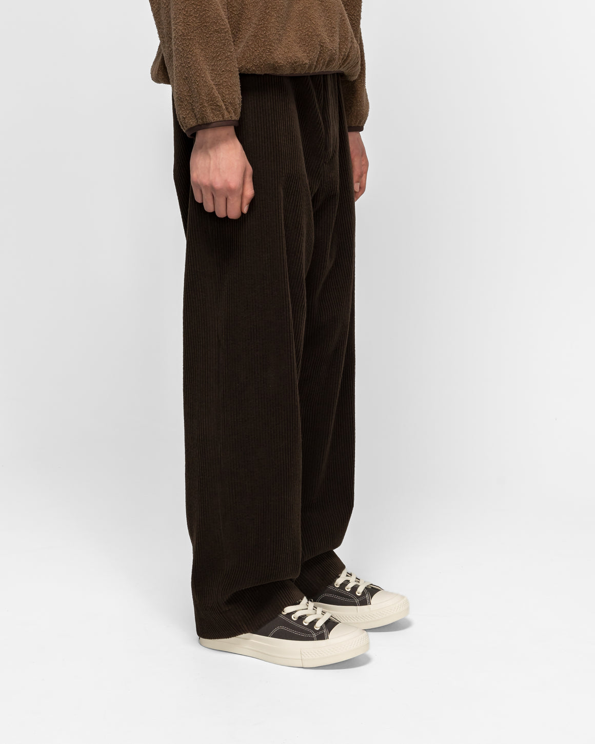 A.PRESSE - Wool Corduroy Wide Trousers - Brown - UP THERE