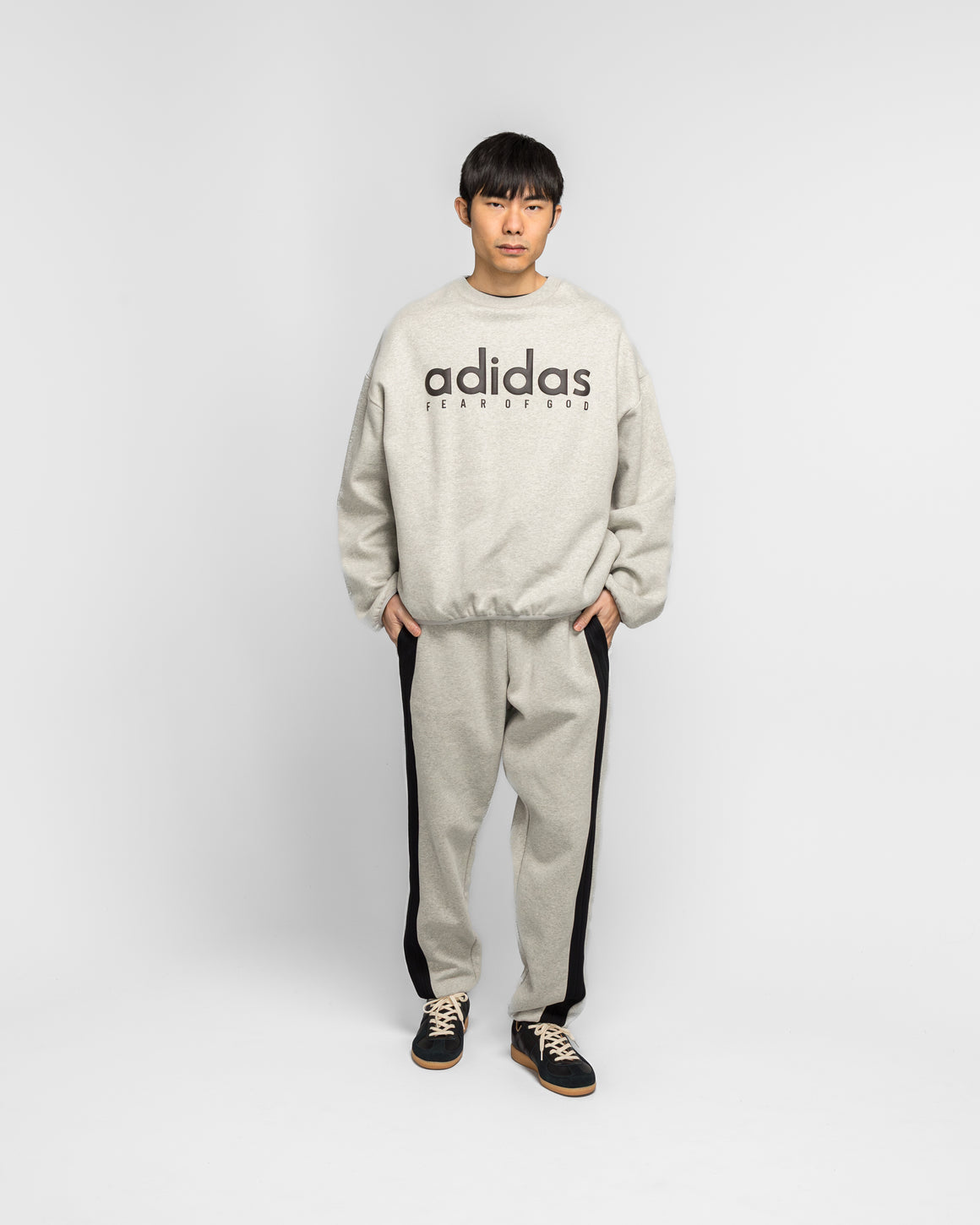 adidas - Athletics Heather Fleece Crewneck - Medium Grey Heather - UP THERE