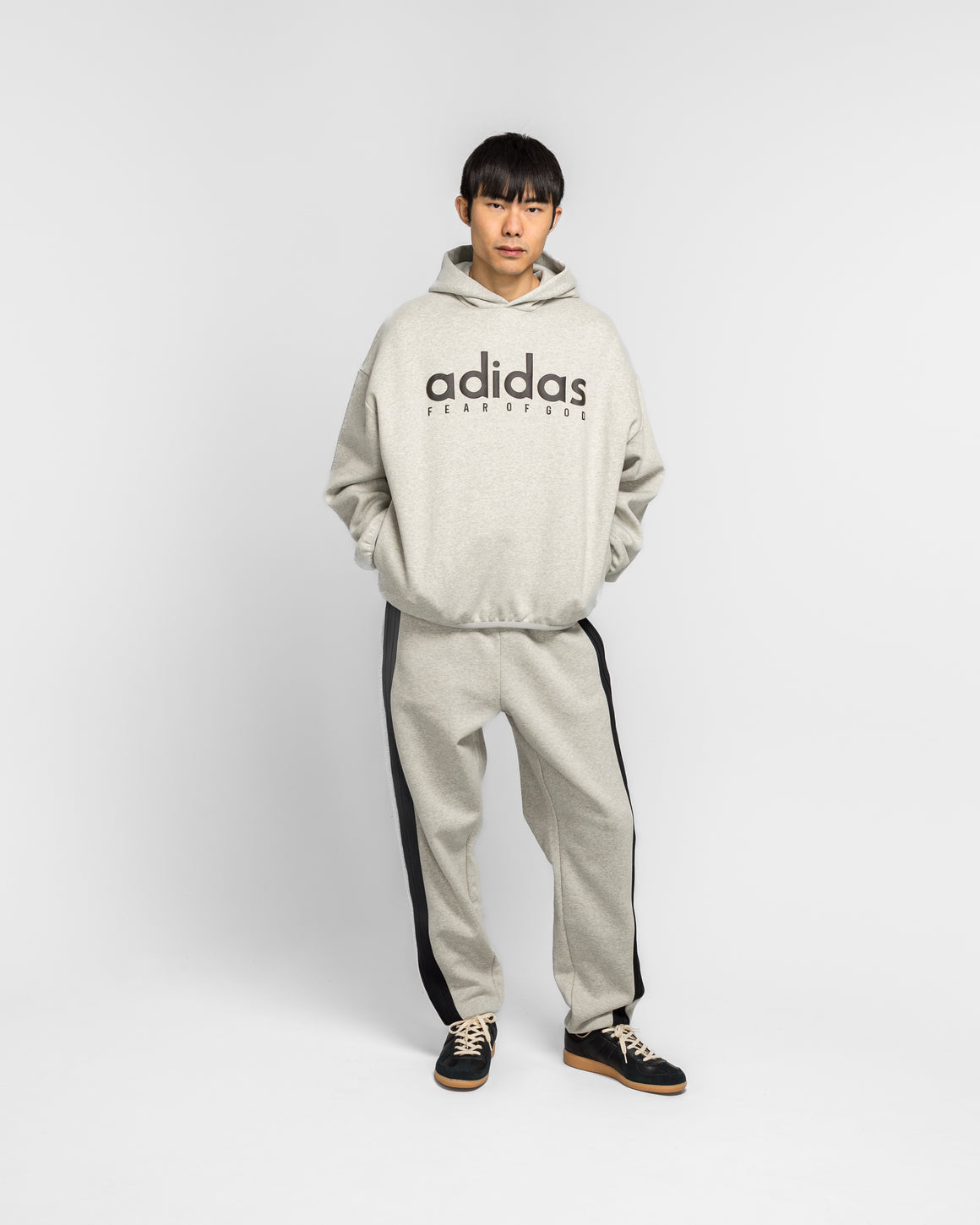 adidas - Athletics Heather Fleece Hoodie - Medium Grey Heather - UP THERE