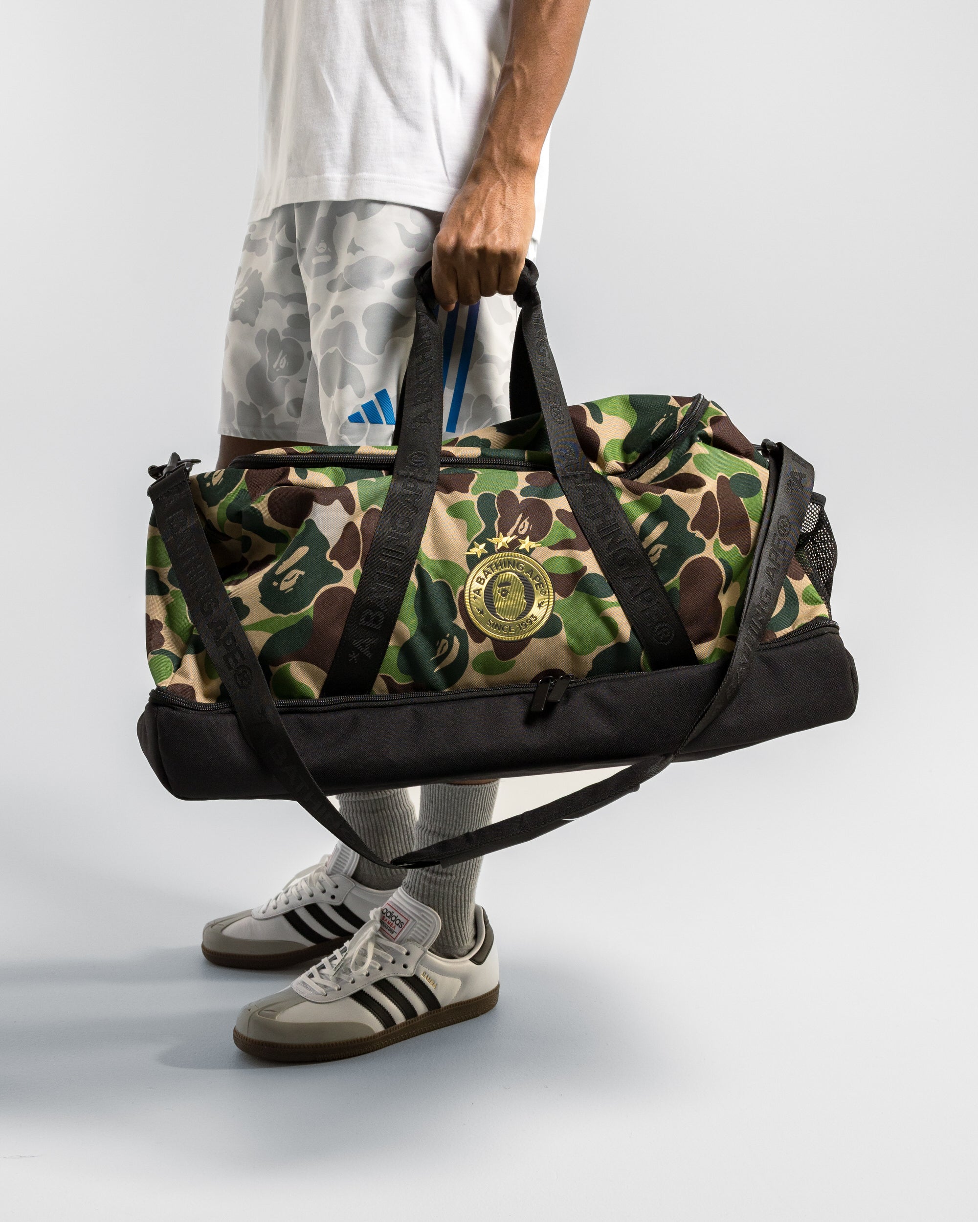 A BATHING APE (BAPE X ADIDAS) DUFFLE BAG