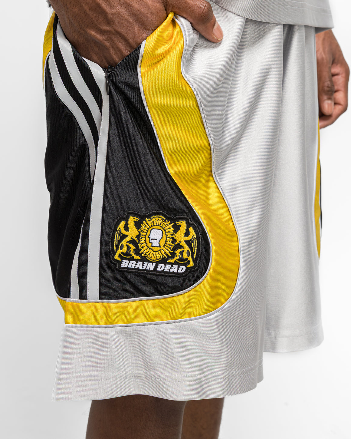 adidas - Football Short x Braindead - Silver Metallic - UP THERE