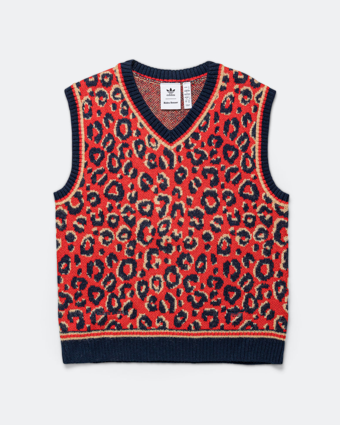 adidas - Knit Vest x Wales Bonner - Collegiate Navy/Magic Beige-Better Scarlet - UP THERE