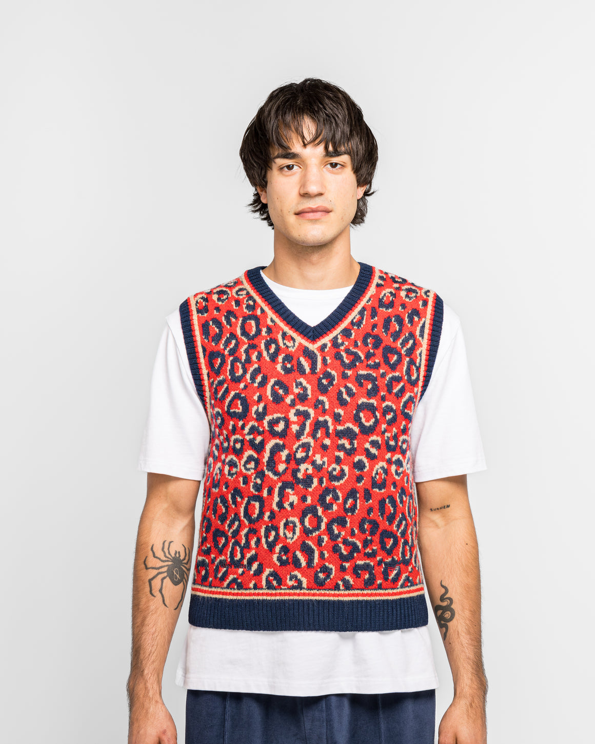 adidas - Knit Vest x Wales Bonner - Collegiate Navy/Magic Beige-Better Scarlet - UP THERE