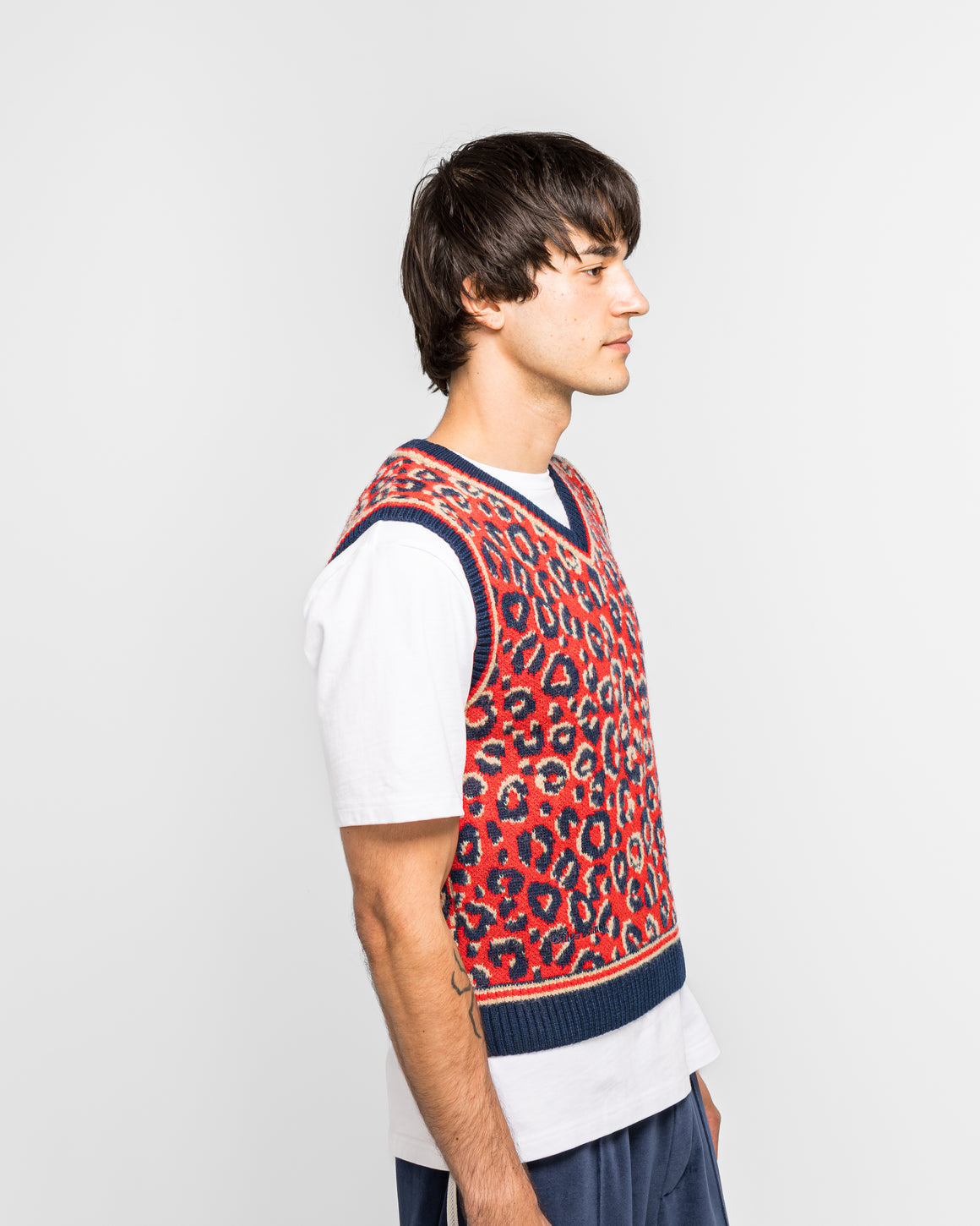 adidas - Knit Vest x Wales Bonner - Collegiate Navy/Magic Beige-Better Scarlet - UP THERE
