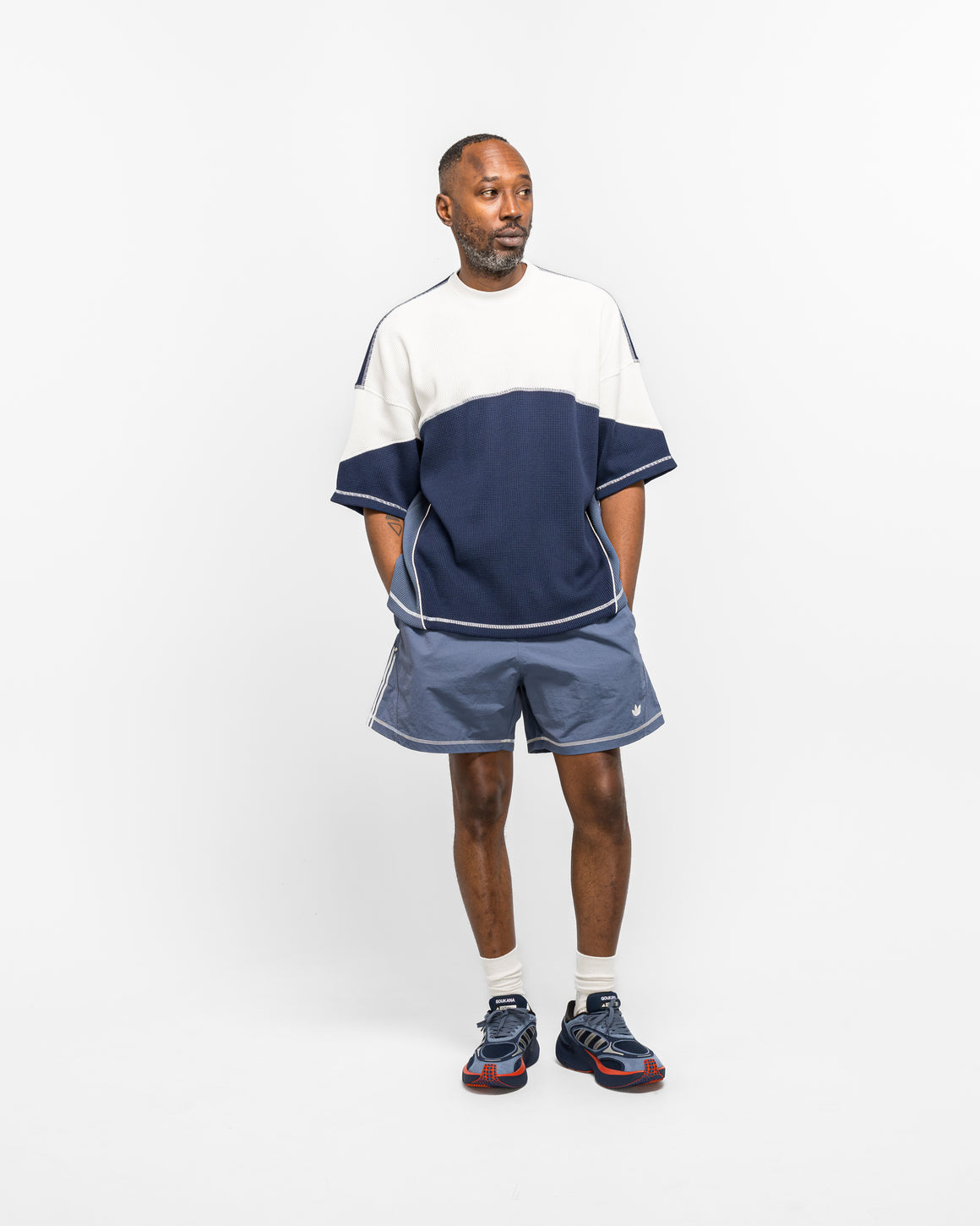 adidas - LA Cienega SS Sports Tee - Off White/Night Indigo-Preloved Ink - UP THERE