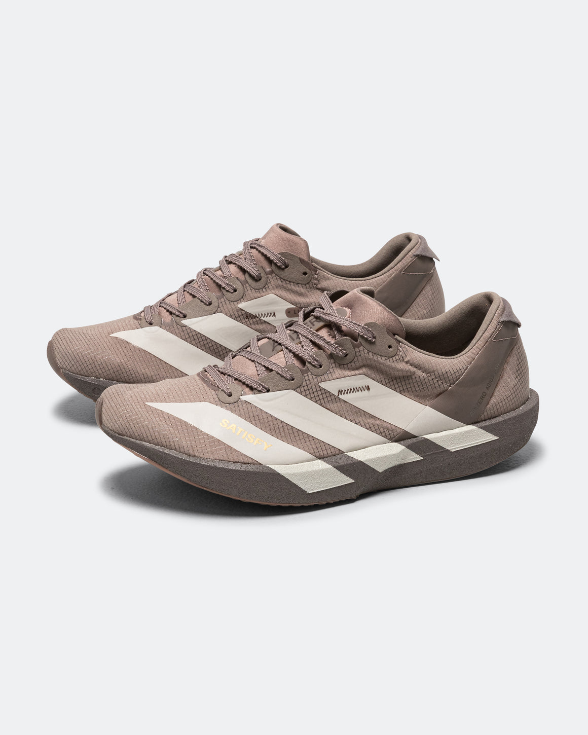 adidas - Adizero Adios 9 x Satisfy - Tech Earth/Pearl Metallic-Charcoal - UP THERE