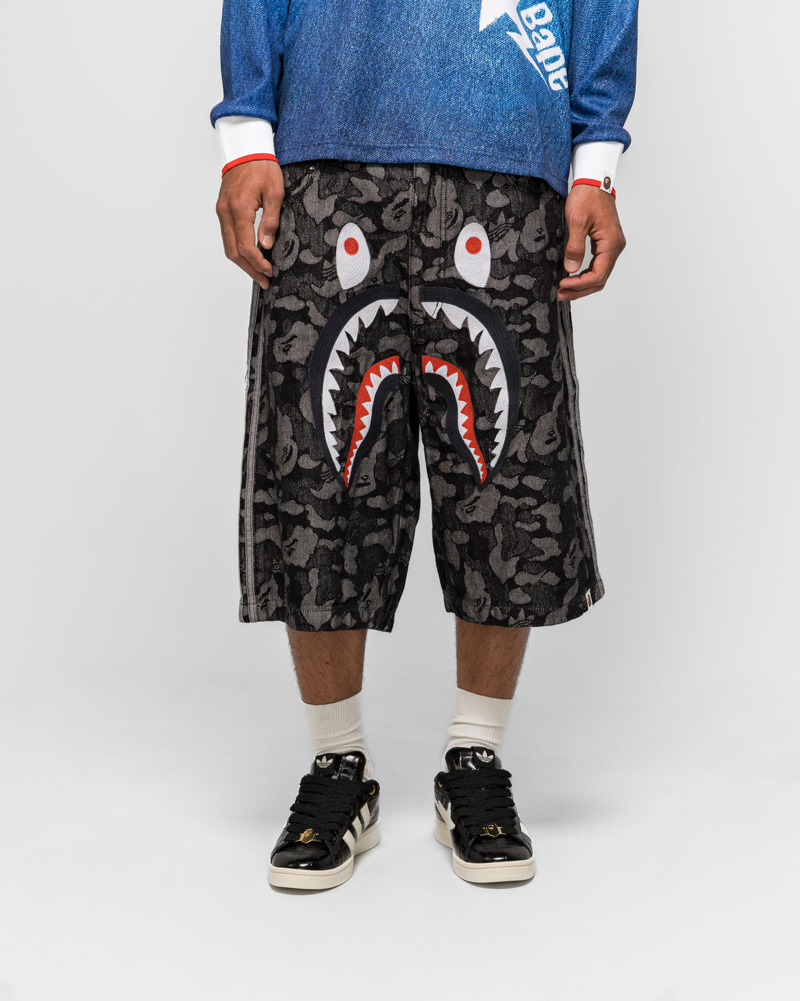 adidas - Shark Denim Jorts x BAPE - Black - UP THERE
