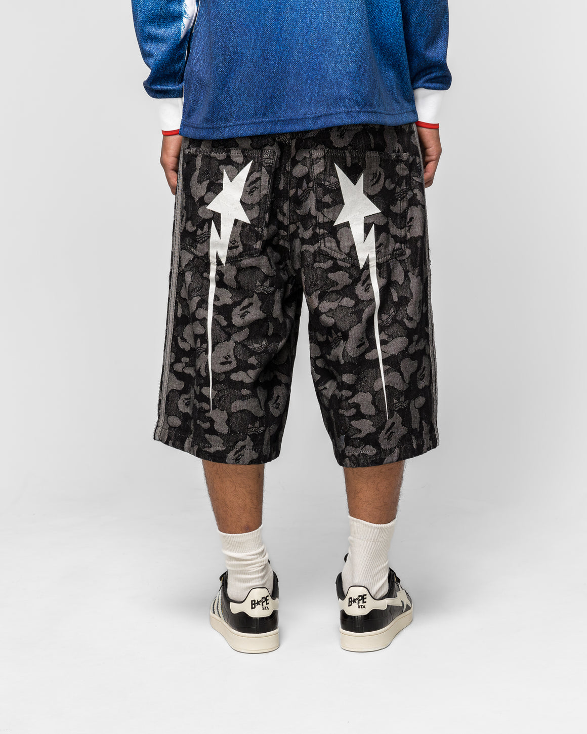 adidas - Shark Denim Jorts x BAPE - Black - UP THERE