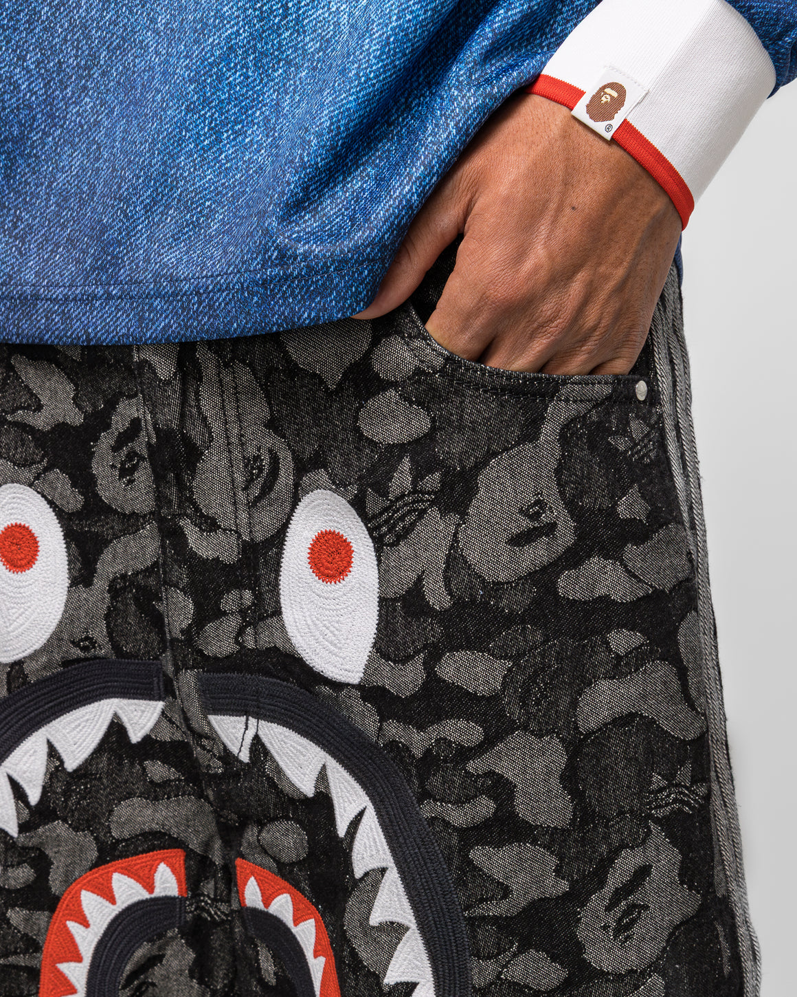 adidas - Shark Denim Jorts x BAPE - Black - UP THERE