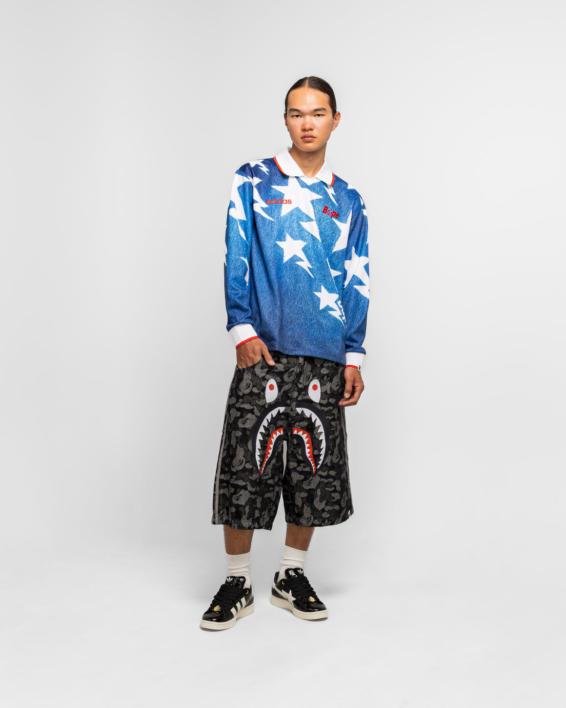 adidas - Shark Denim Jorts x BAPE - Black - UP THERE