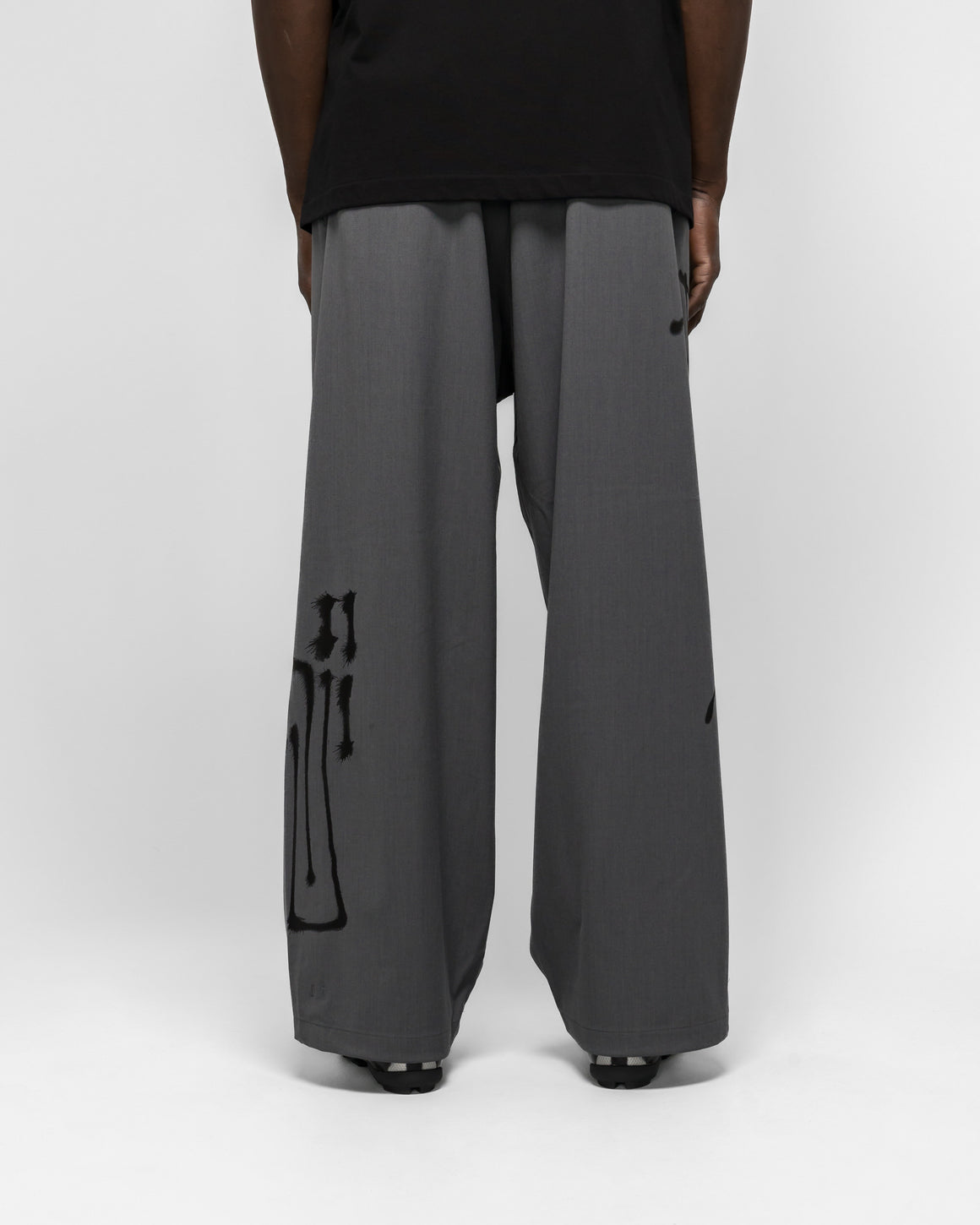 Y-3 - Y-3 Chito Graphic Wide Wool Pants - Grey - UP THERE