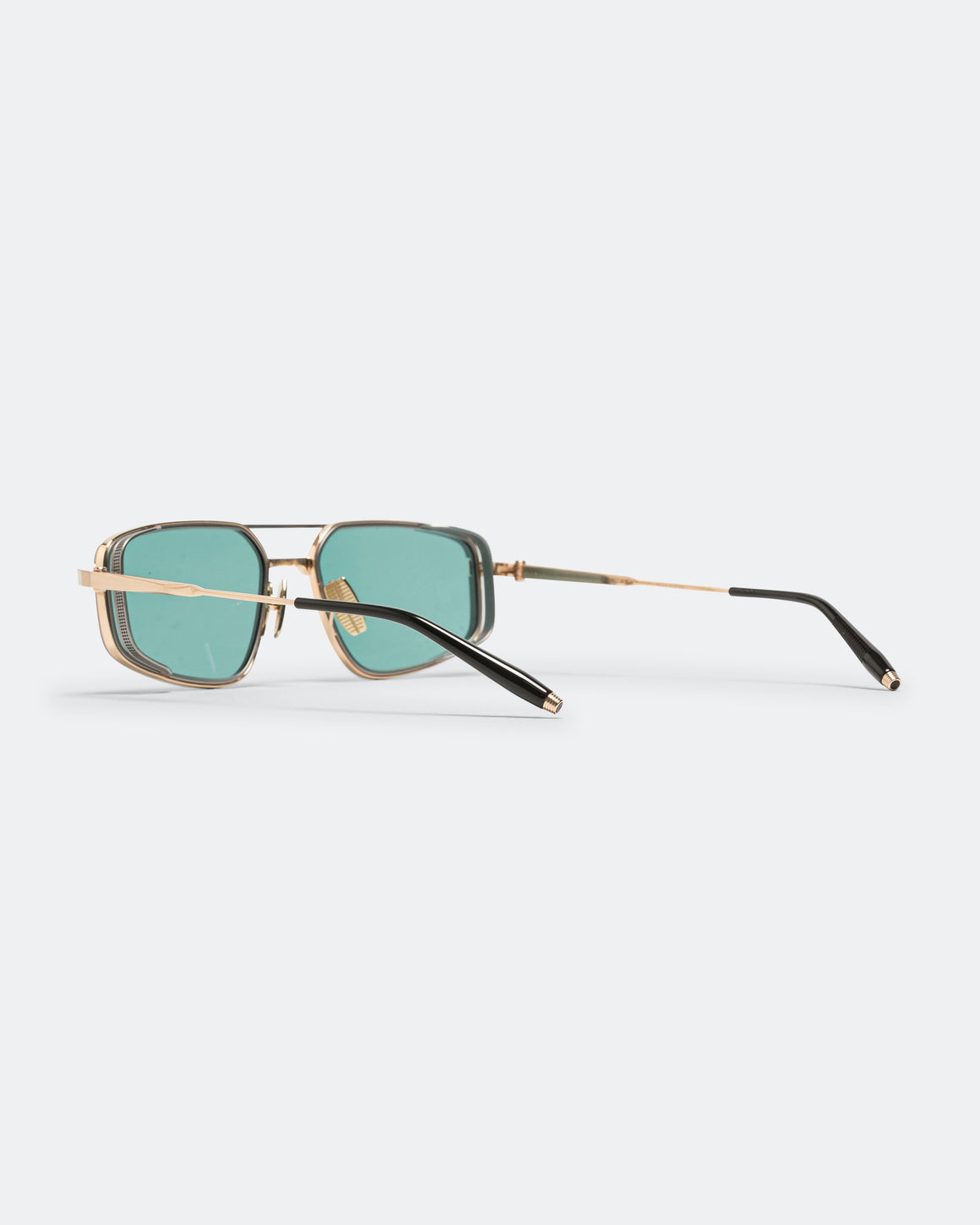 Akoni - Atlantis - Brushed 12k Gold w/Matte Black Palladium - Black - Bright Emerald Green Lenses - UP THERE