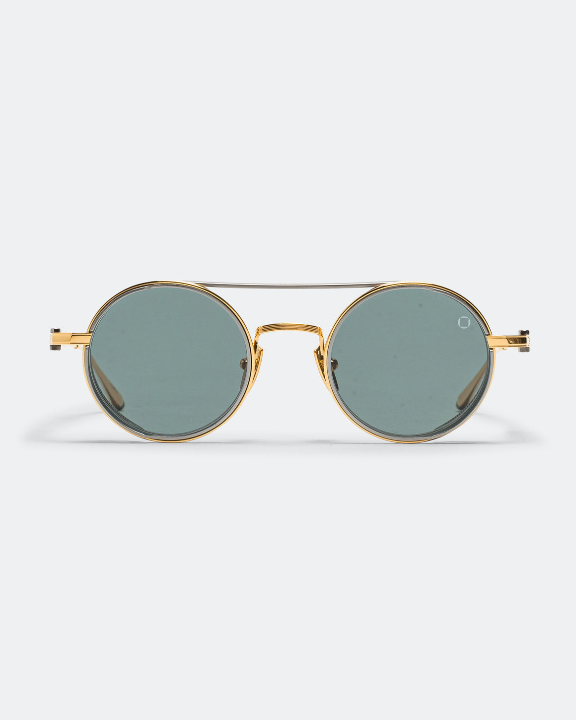 Akoni - Eris Gold Series - 2 Micron 18k Gold - Antiqued Silver - Deep Emerald Green lenses - UP THERE