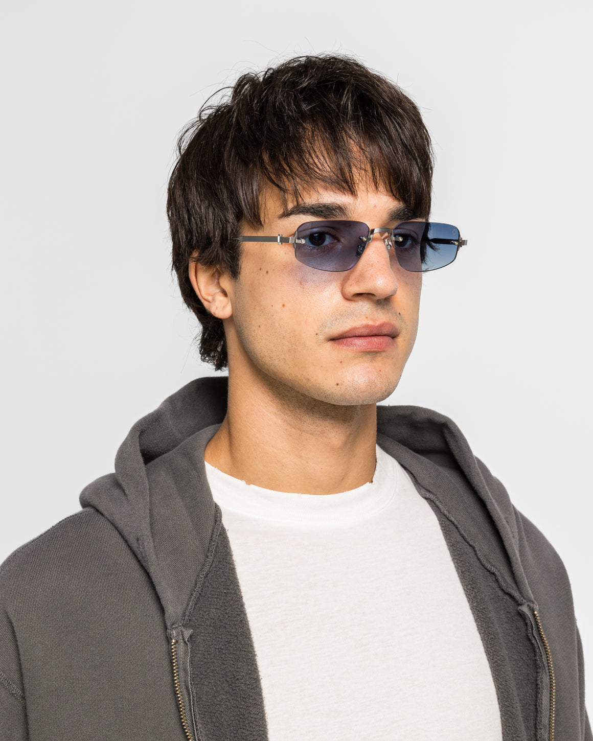 Akoni - Juno-Three - Antique Silver w/Silver - Dusty Blue Gradient Lenses - UP THERE