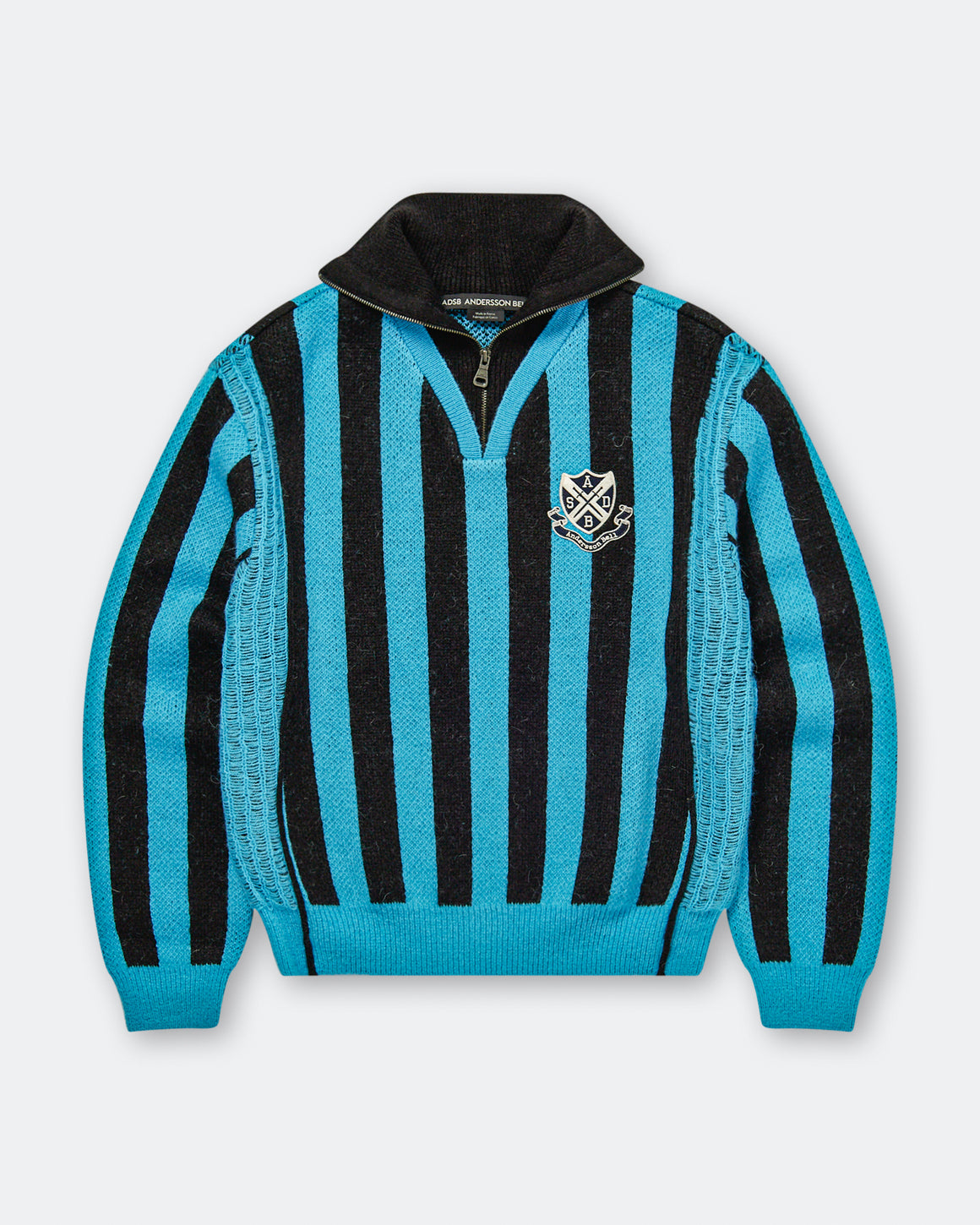 Andersson Bell - ADSB Half Zip-Up Emblem Sweater - Blue - UP THERE