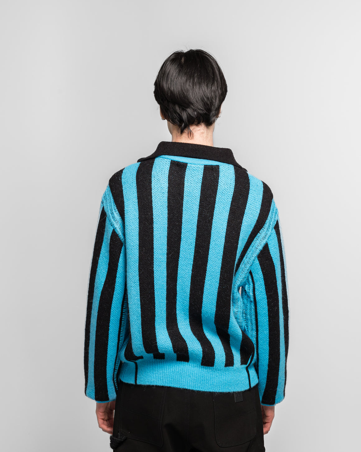 Andersson Bell - ADSB Half Zip-Up Emblem Sweater - Blue - UP THERE