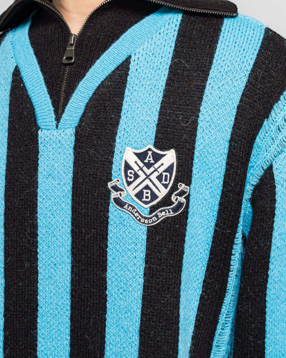 Andersson Bell - ADSB Half Zip-Up Emblem Sweater - Blue - UP THERE