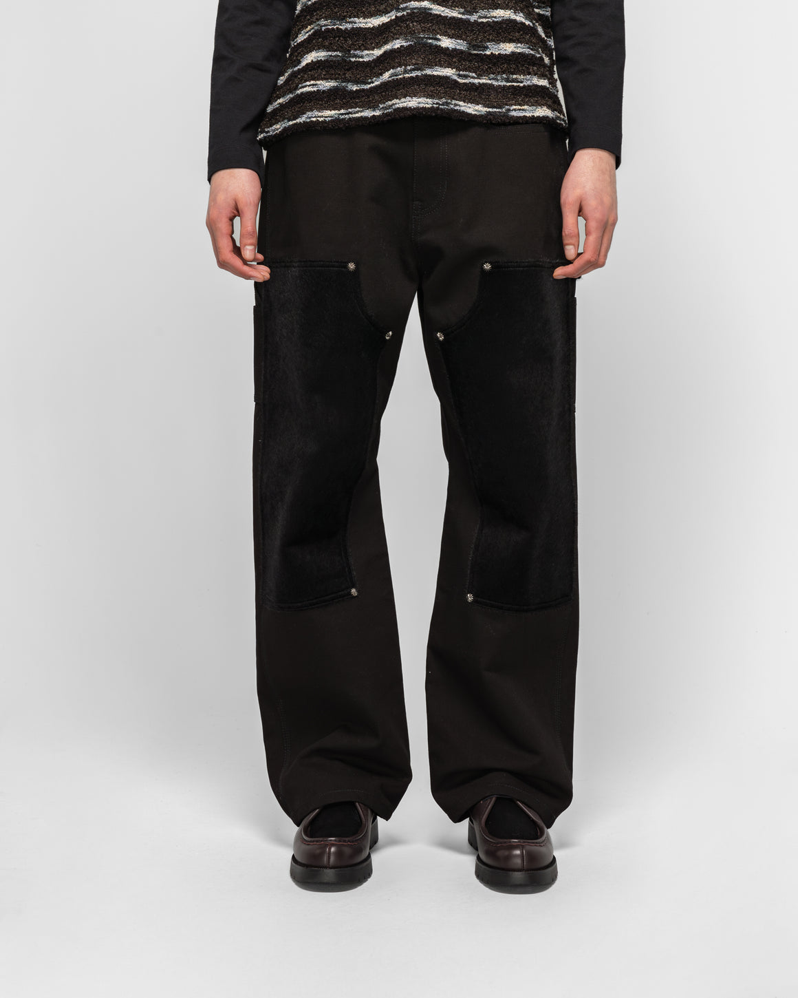 Andersson Bell - Faux Pony Hair Leather Carpenter Wide-Leg - Black - UP THERE