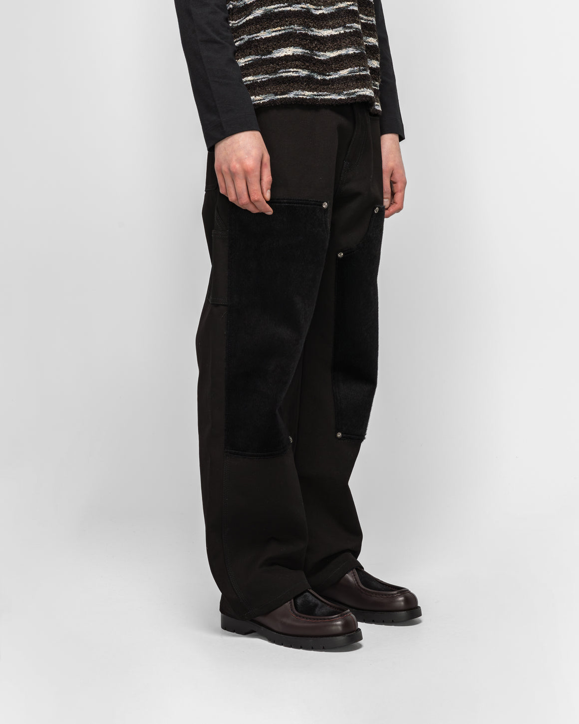 Andersson Bell - Faux Pony Hair Leather Carpenter Wide-Leg - Black - UP THERE