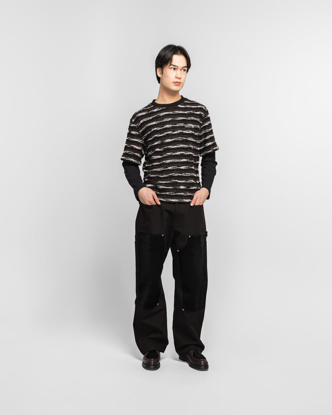 Andersson Bell - Faux Pony Hair Leather Carpenter Wide-Leg - Black - UP THERE