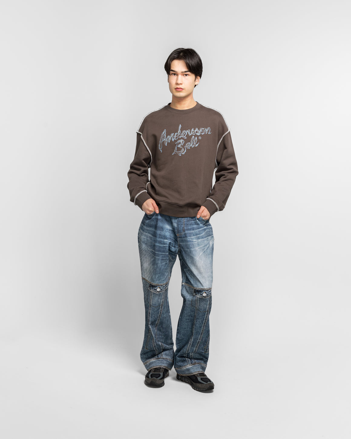 Andersson Bell - Liquid Logo Sweatshirt - Charcoal Grey - UP THERE