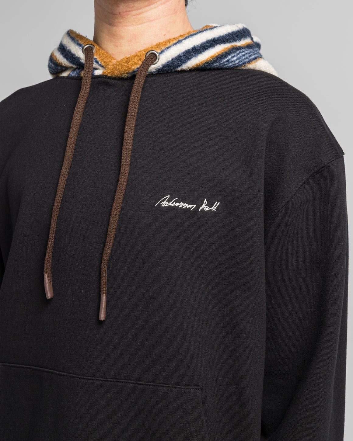 Andersson Bell - Logo Embroidery Hoodie - Black - UP THERE