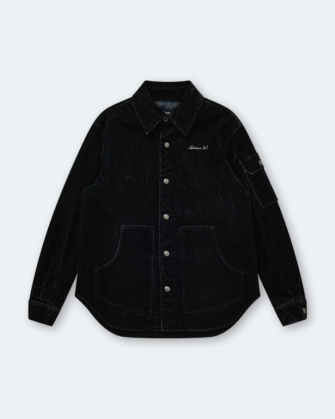 Andersson Bell - Padded Velvet Denim Shirt - Black - UP THERE
