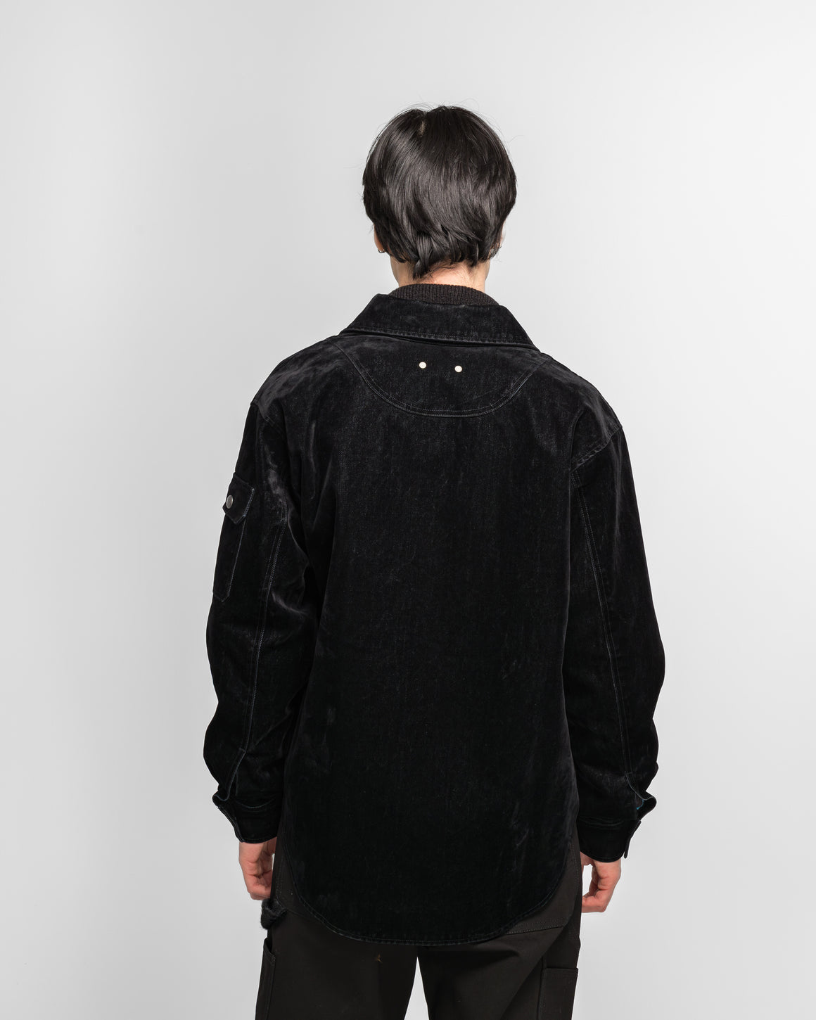 Andersson Bell - Padded Velvet Denim Shirt - Black - UP THERE