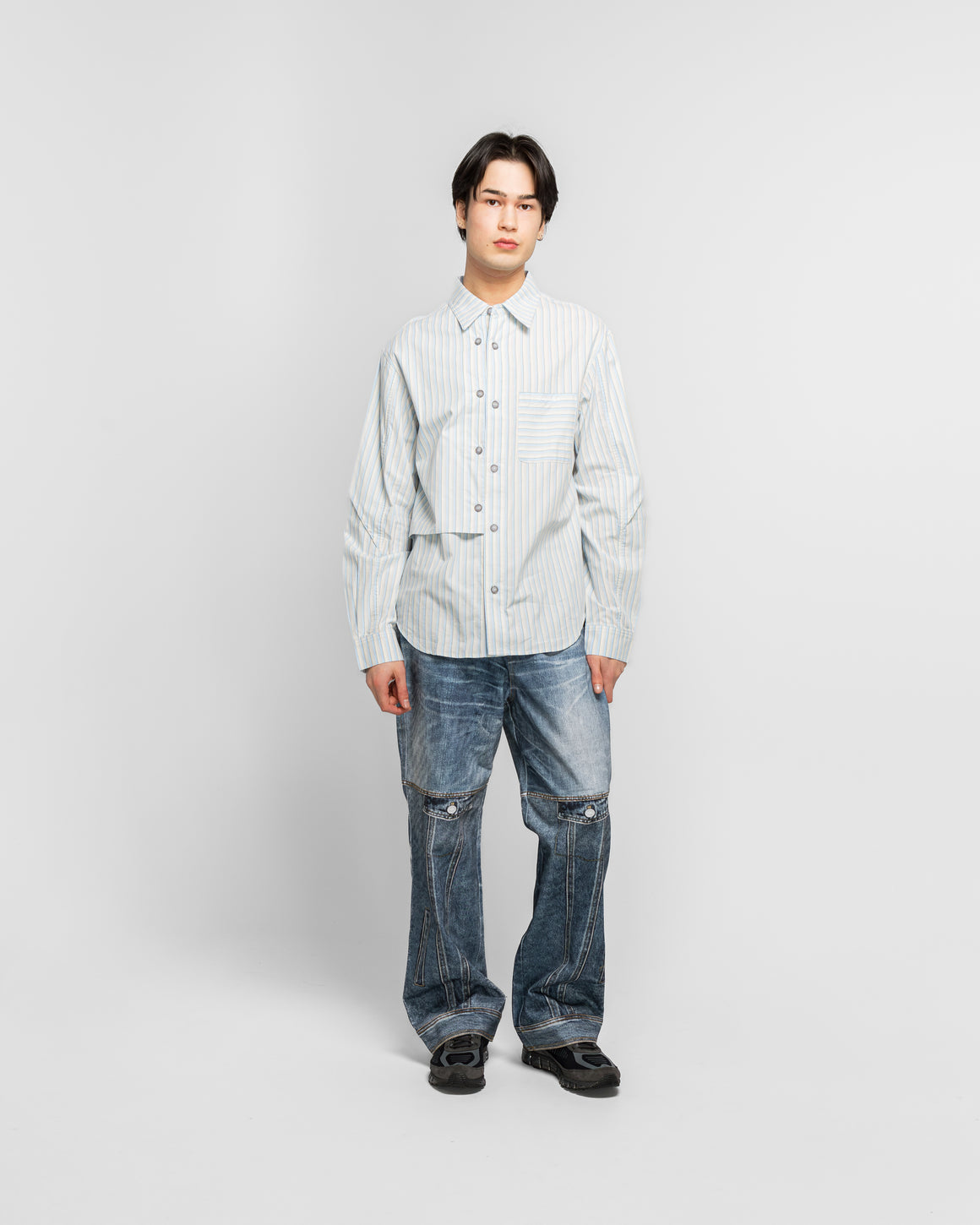 Andersson Bell - Stripe Layered Shirt - Blue - UP THERE