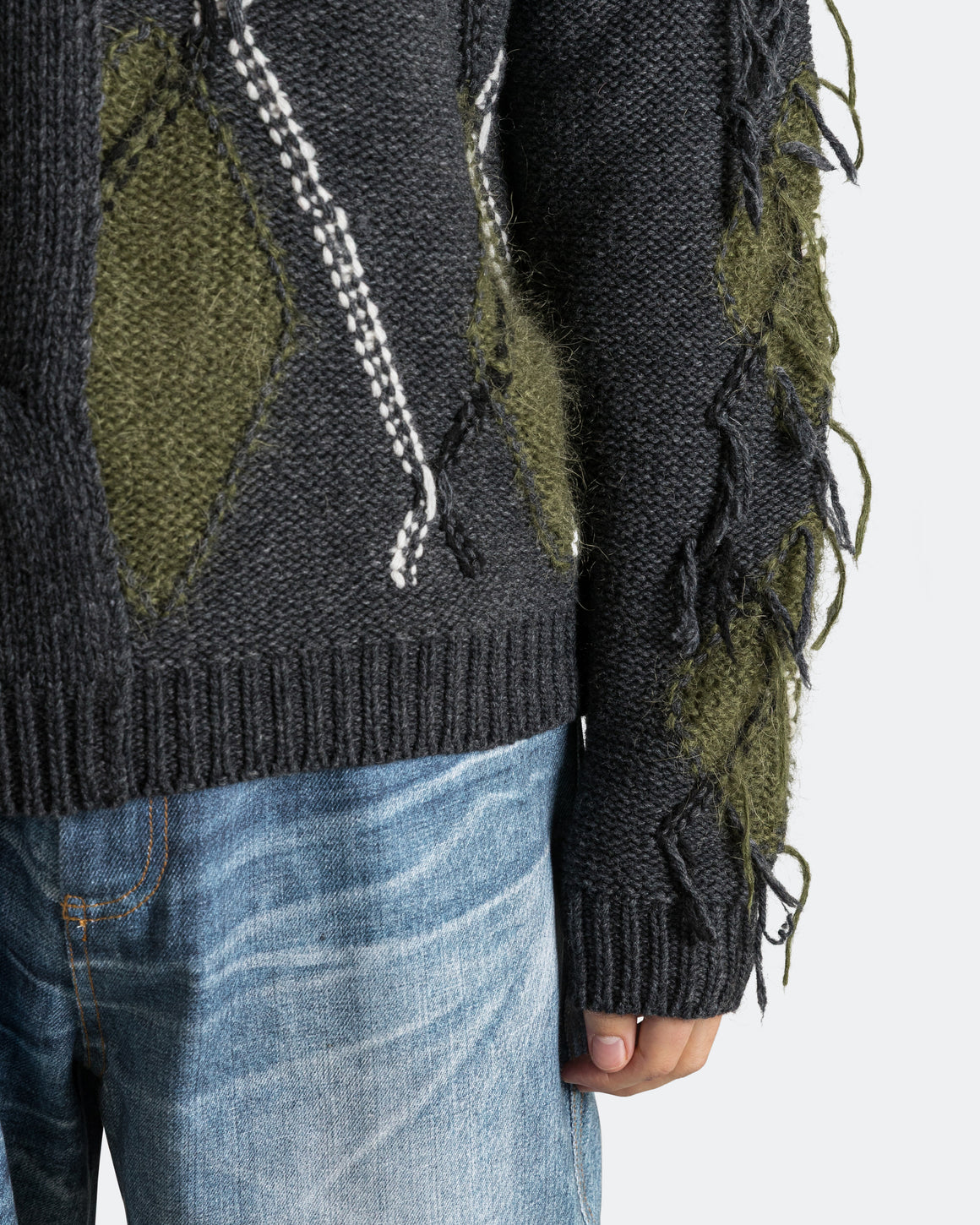 Andersson Bell - Argyle Fisherman Polo Sweater - Charcoal - UP THERE