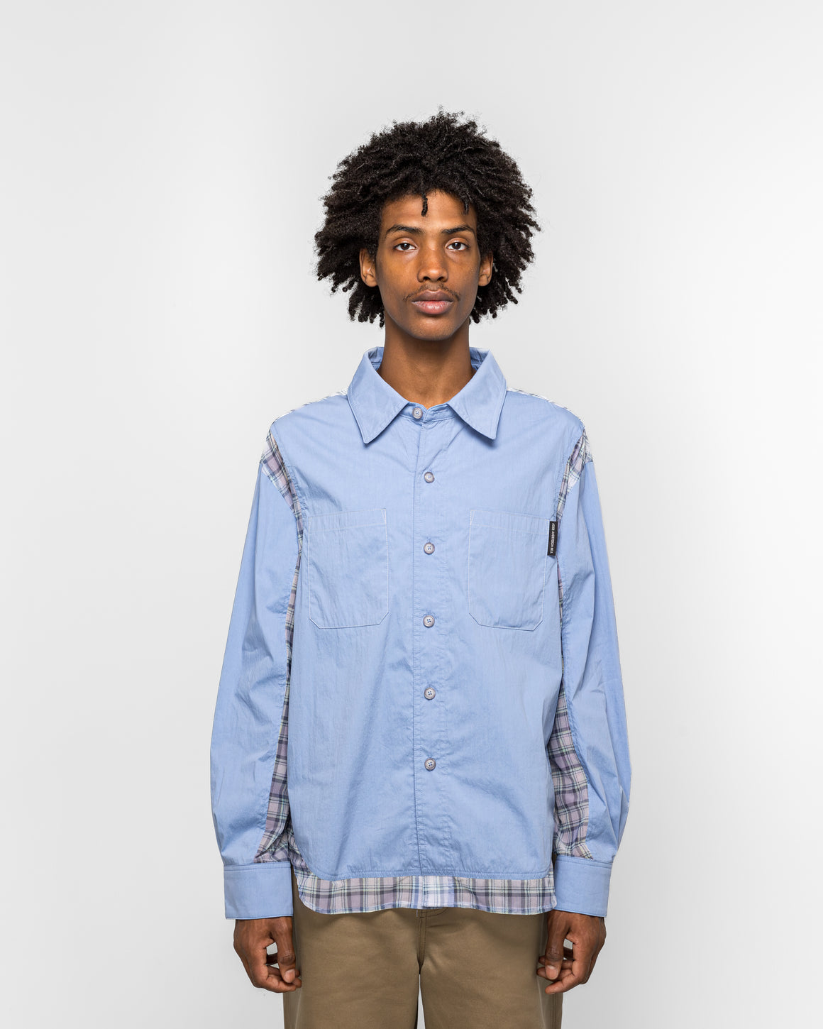 Andersson Bell - Aprol Mesh Panel Shirt - Sky Blue - UP THERE