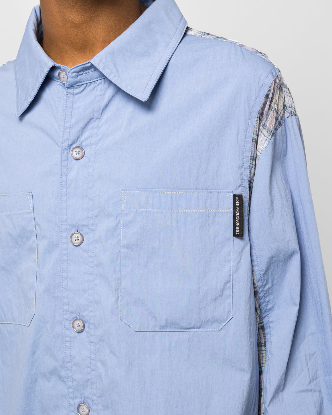 Andersson Bell - Aprol Mesh Panel Shirt - Sky Blue - UP THERE