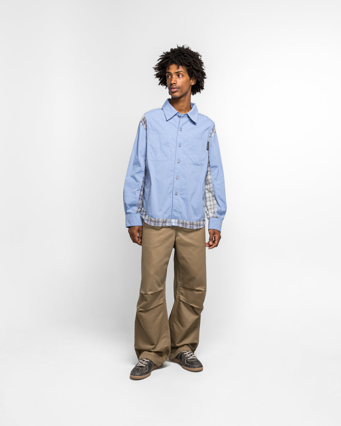 Andersson Bell - Aprol Mesh Panel Shirt - Sky Blue - UP THERE