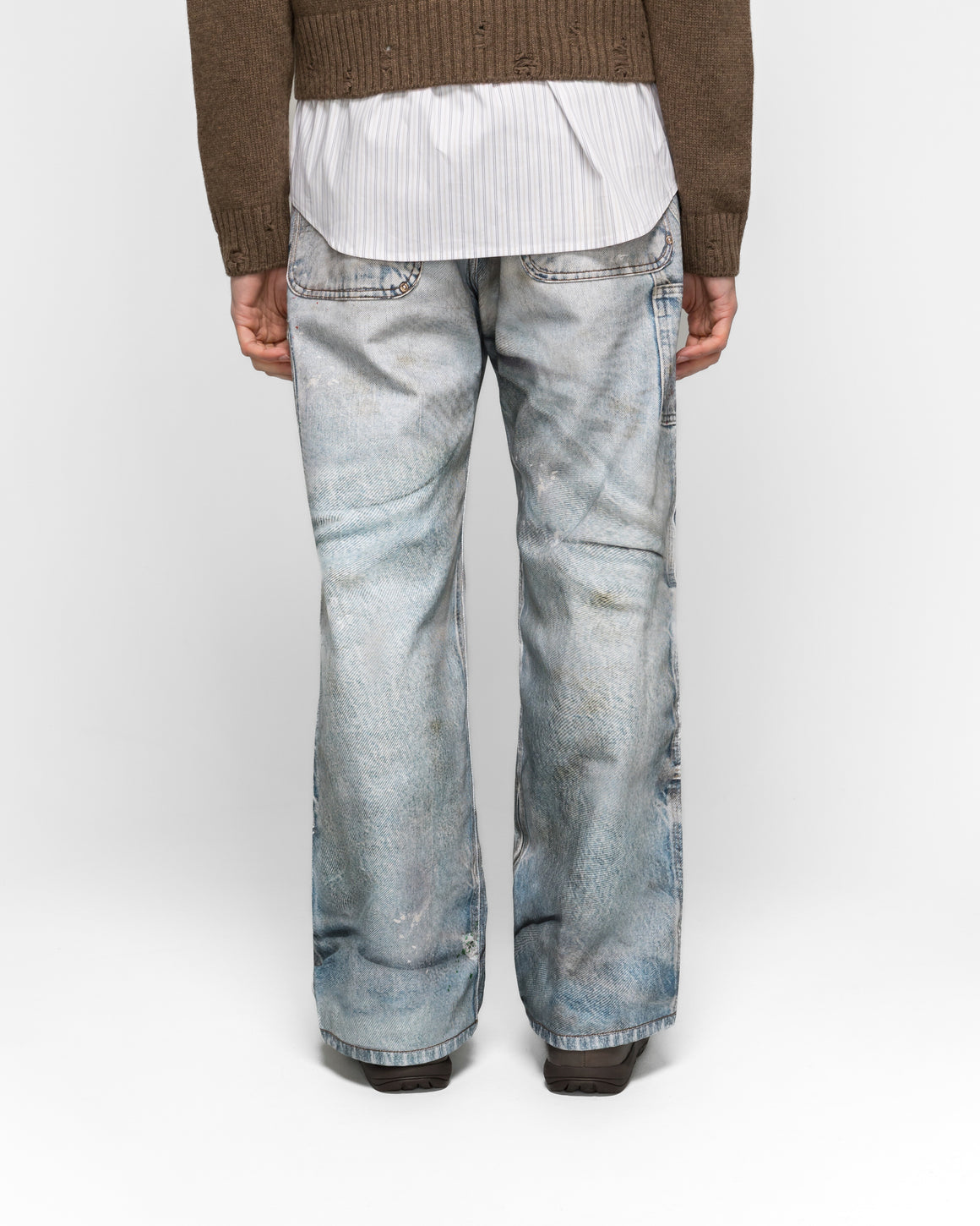 Andersson Bell - Distressed Trompe-L'Oeil Carpenter Jeans - Mid Blue - UP THERE